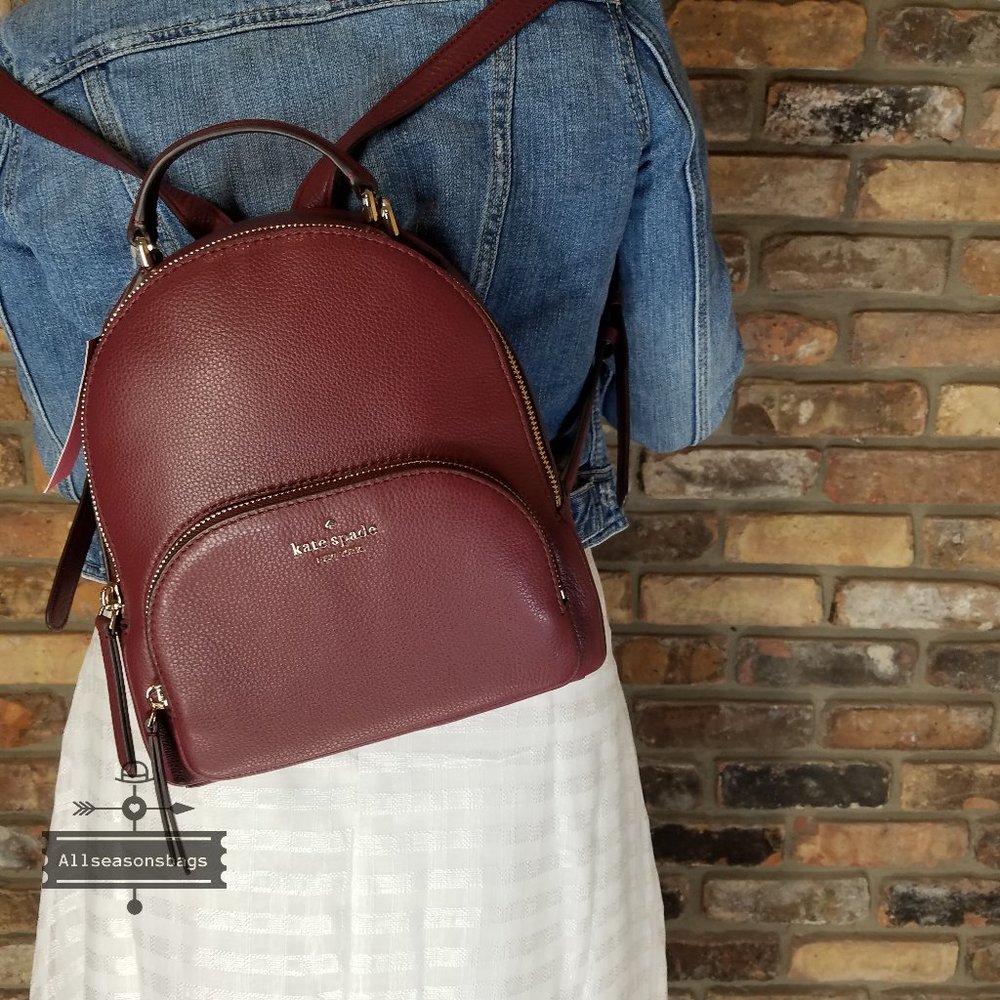 Leather Authentic  Kate Spade MEDIUM Jackson Backpack CHERRYWOOD NWT